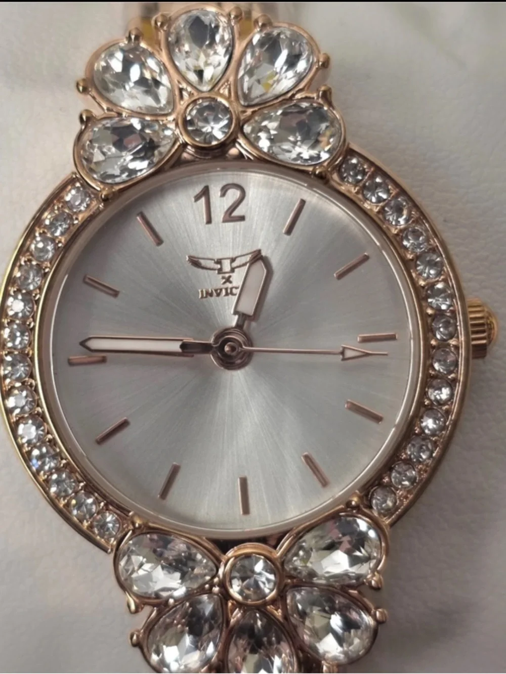 Invicta Rose Gold Crystal Accent Women's Bracelet Watch with White Dial - Picture 2 of 11